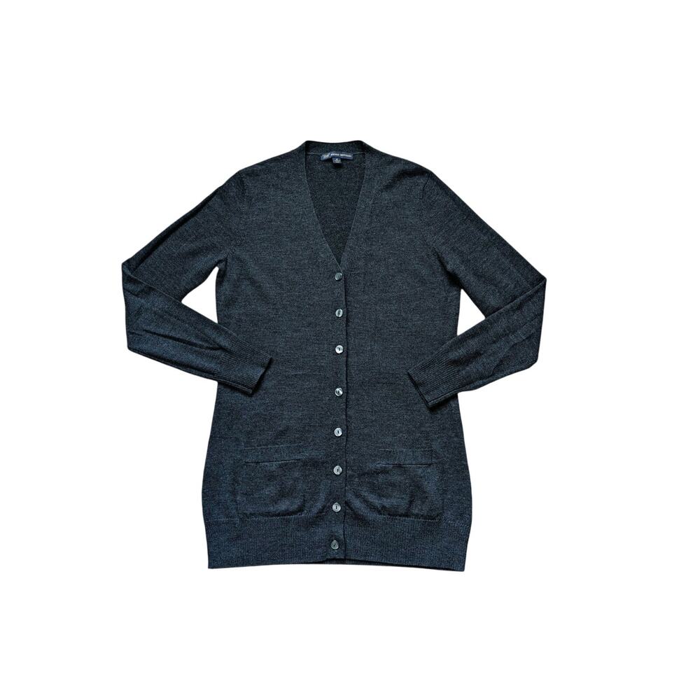 Brooks Brothers 346 Merino Wool Cardigan Womens M Dark Gray Preppy Heritage